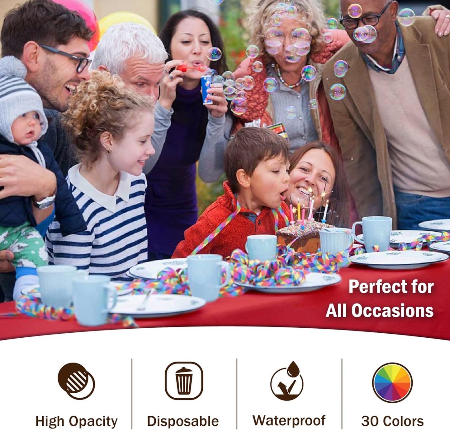 Party Solids Premium Aqua Blue Table Cover, Pack of 12