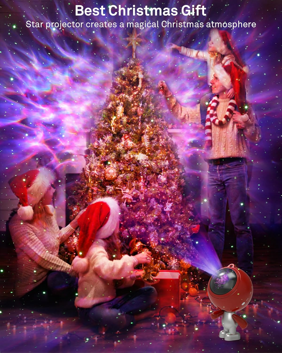 AIRIVO Astronaut Galaxy Projector, Star Projector for Bedroom, Robot Galaxy Projector Night Light for Kids, Bluetooth Speaker Ceiling Projector, Room Decor Gifts for Adults, Teens, Christmas