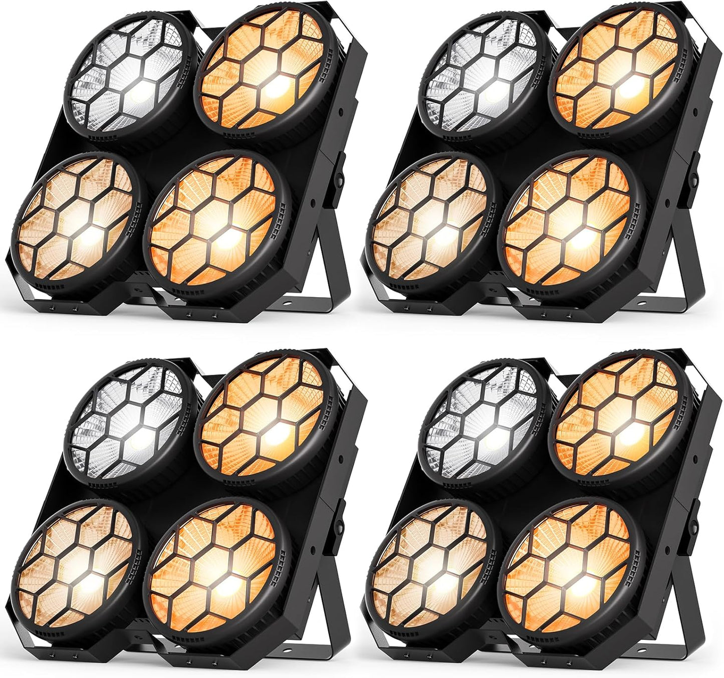 Stage Lights, 4X100W COB Spotlight LED Par Can Retro Lights, 2 in 1 Cool White & Warm White DMX512 Sound Activated Blinder Uplights for Events Parties Wedding Church Concert Studio Show Dance - 4Packs