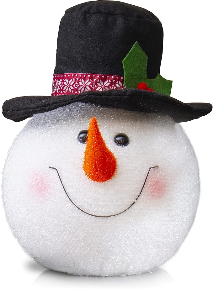 Ornativity Snowman Head Tree Topper - Xmas Holiday Decor Tree Top Winter Snow Man Topper Ornament Decoration for Christmas Tree Toppers 10"