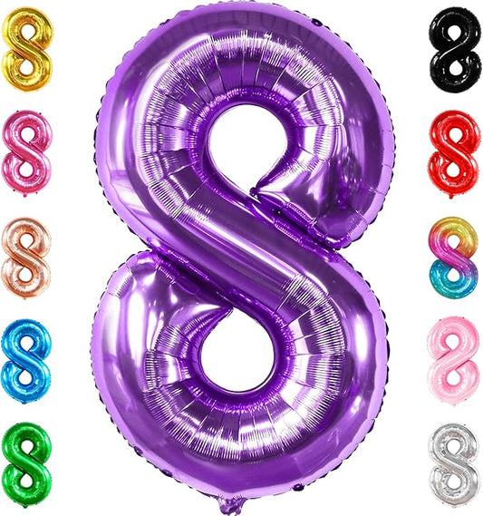 KatchOn, Giant Purple 8 Balloon Number - 40 Inch | Number 8 Balloon For Girls | Mermaid Party Decorations | 8th Birthday Decorations for Girls | 8 Birthday Balloon For Anniversary Decorations
