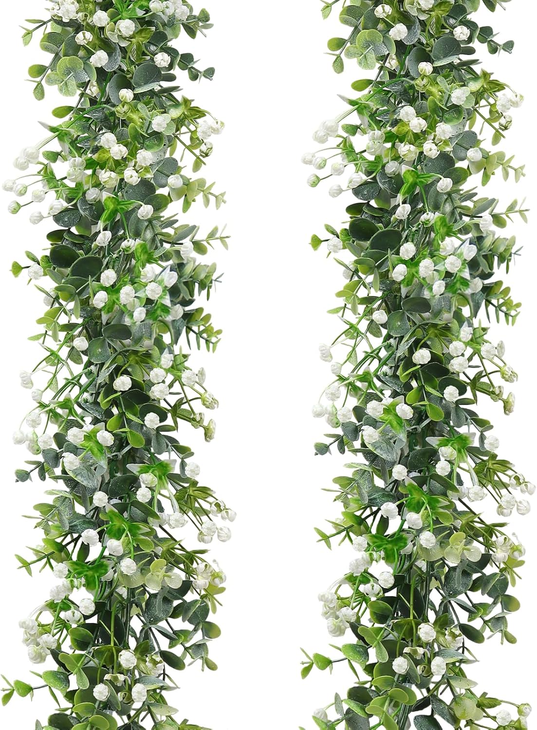 SOMYTING Artificial Eucalyptus Garland 2 Packs 6Ft Faux Eucalyptus Garlands Eucalyptus Leaves Table Greenery Garland Wreath Vines Artificial Vine Plants for Wedding Backdrop Arch Party Decor (2PCS)