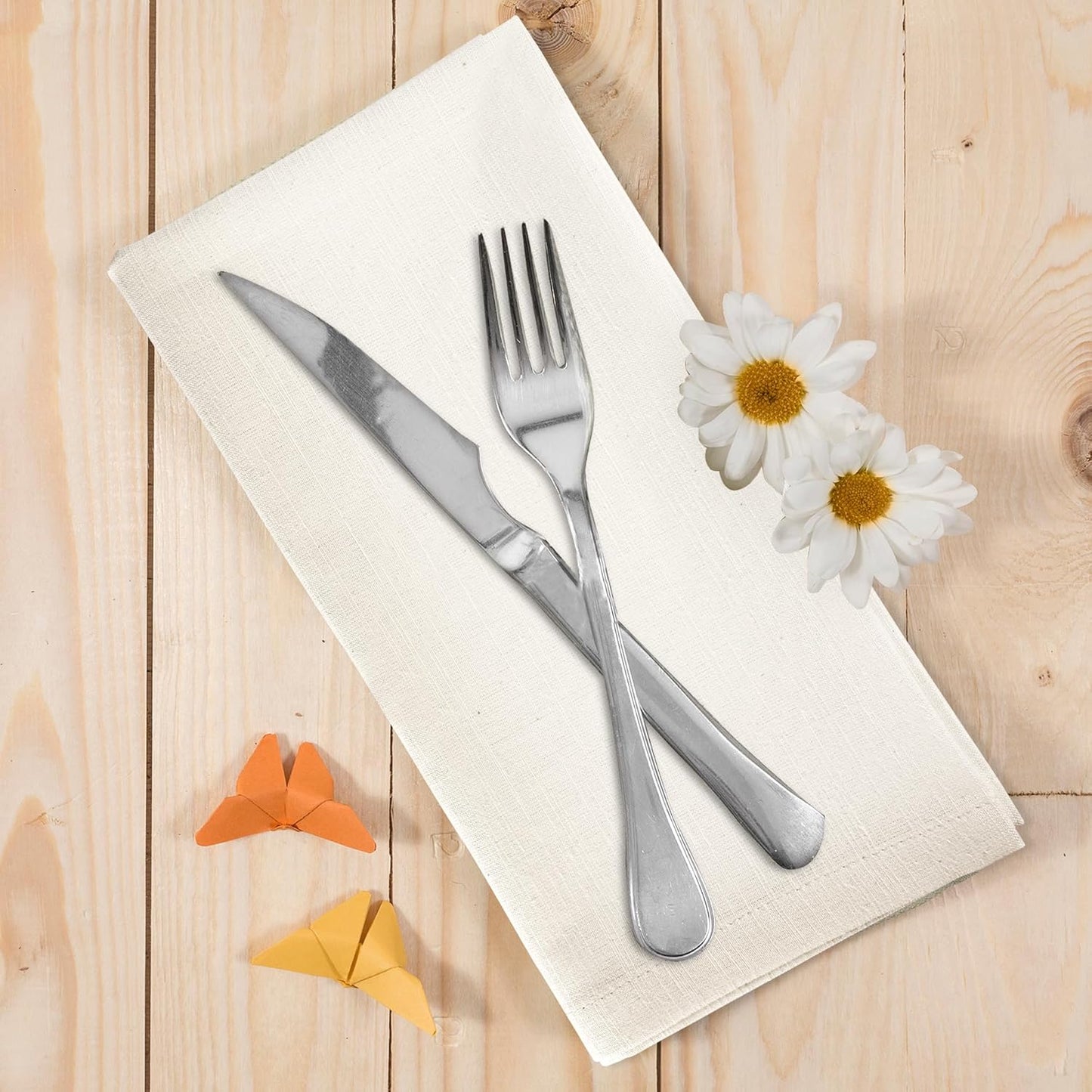 Urban Villa 12-Pack Ivory Dinner Napkins 100% Cotton Coth Napkins (20x20 Inches) Everyday Use Premium Quality Over Sized with Mitered Corners Ultra Soft Durable Hotel Quality