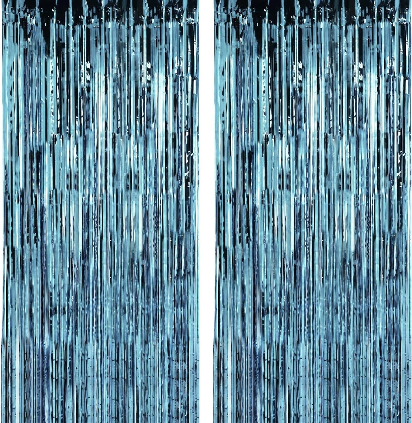 2 Pack Blue Pool Streamers Party Decorations Ocean Beach Theme Tinsel Backdrop Supplies Foil Curtain Backdrop for Baby Shower Birthday Bachelorette Wedding Brial Holiday Celebration Party Decorations