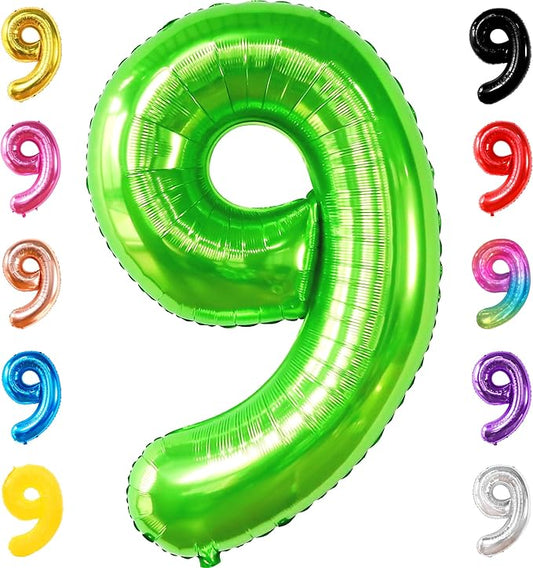 KatchOn, Giant Light Green Number 9 Balloon - 40 Inch | Foil 9 Birthday Balloon for 9th Birthday Decorations | 9th Anniversary Decoration | Green Party Decoration