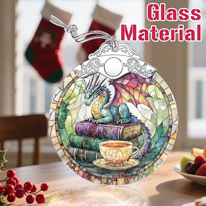 Stained Glass Ornament, Christmas Ornament, Hanging Ornaments for Home Decor & Christmas Tree Ornaments – Exquisite Holiday Decor, Xmas Gifts & Holiday Present - Dragon's Tea Time