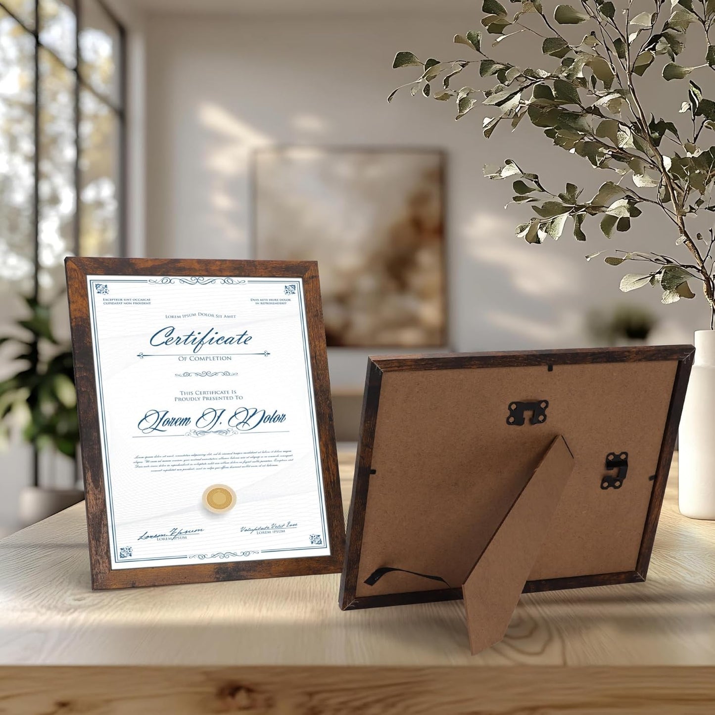 PETAFLOP Bulk 8.5 by 11 Picture Frame Certificate Document Frame Set of 18, Brown Frames for Wall Tabletop Vertically and Horizontally