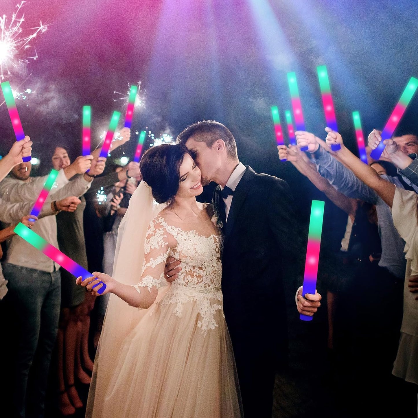 240 Pack LED Foam Sticks, Glow Stick Bulk Party Pack with 3 Modes Colorful Flashing, Glow in the Dark Party Supplies for Wedding, Raves, Concert, Camping