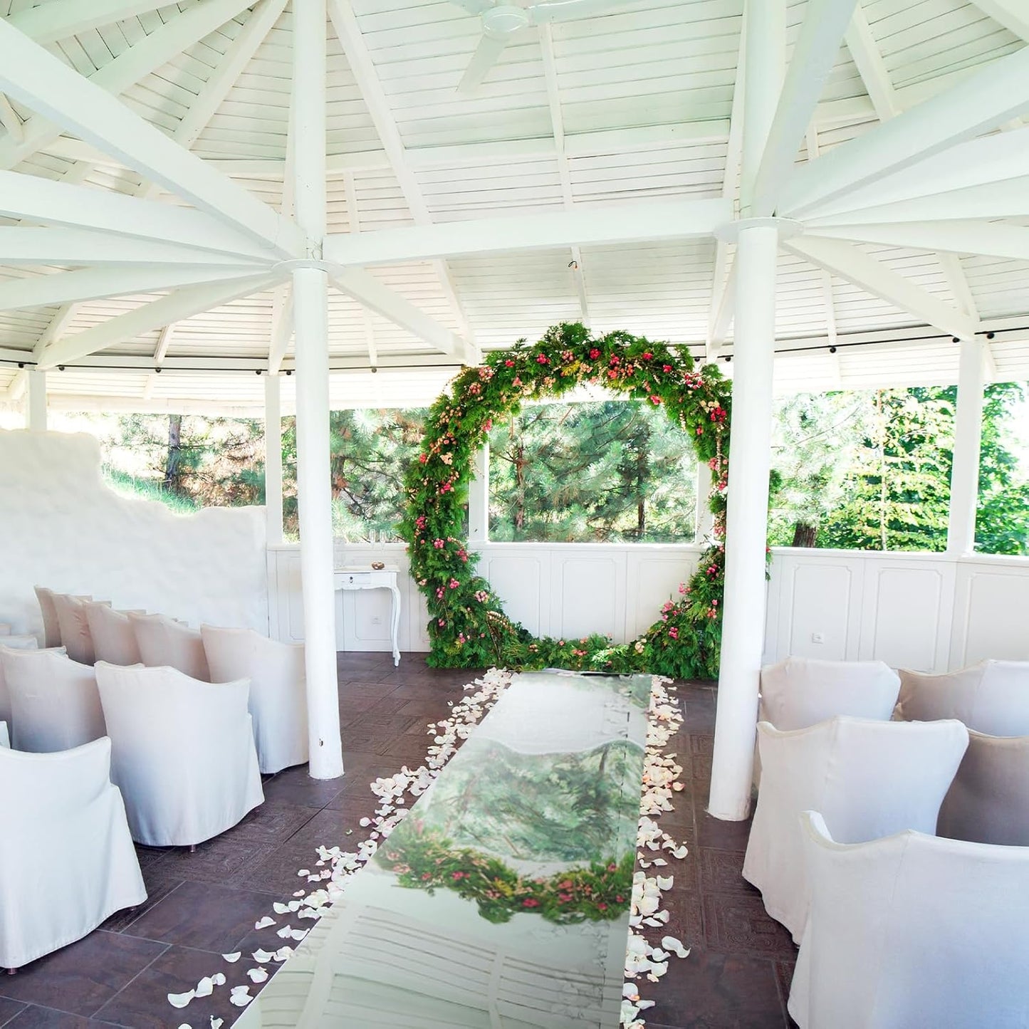 3.3 x 98.4 ft Mirror Rug Aisle Runner for Wedding Ceremony Double Sided Reflective Carpet Aisle Runner Walkway Rug Roll for Outdoor Birthday Graduation Party Decor(Silver)