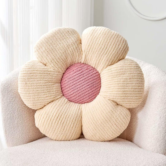 Flower Throw Pillow, Soft White 19.6" Shaped Floor Pillow for Home Decor, Cute Aesthetic Plush Decorative Pillows for Bed, Sofa, Couch
