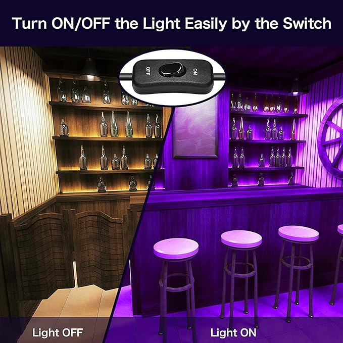 2 Pack 100W LED Black Light, Blacklight Flood Light with Plug and Switch, IP66 Waterproof Neon Glow for Party, Halloween, Fluorescent Poster, Body Paint, Aquarium