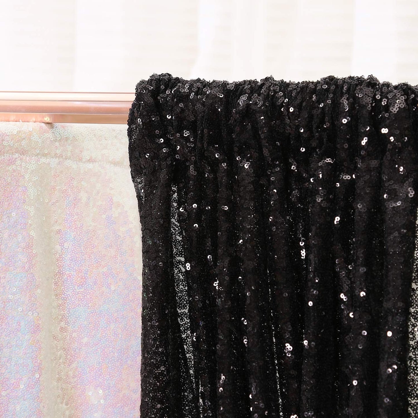 Poise3EHome Black Sequin Backdrop, 7FT x 7FT Black Sequin Photography Backdrop Curtain for Party Decoration