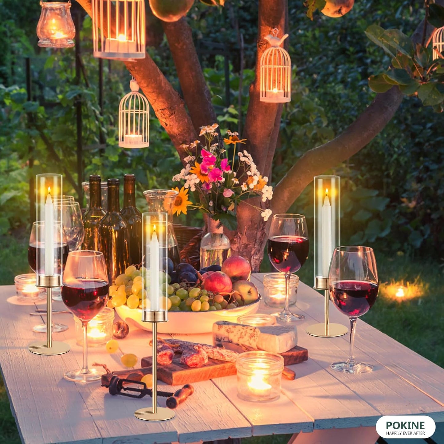 Gold Candle Holders Set of 3 for Glass Taper Candle Holders,Hurricane Candlestick Holder for Home Decor, Wedding, Dinning, Party Decorative, Anniversary (3,Gold)