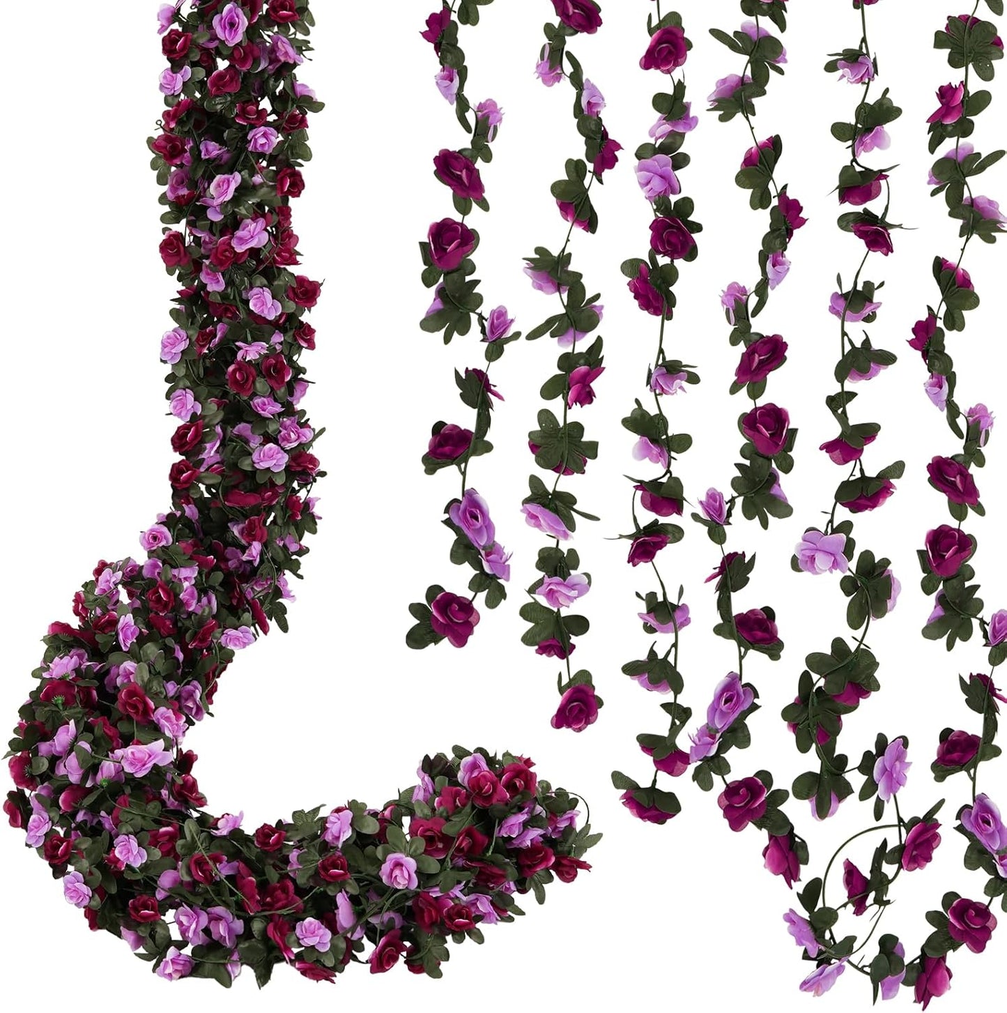 8 Pcs 65.6 Ft Flower Garland Rose Vines, Rose Garland for Decoration, Flower Vine for Room Table Birthday Wedding Party Garden Wall Decor