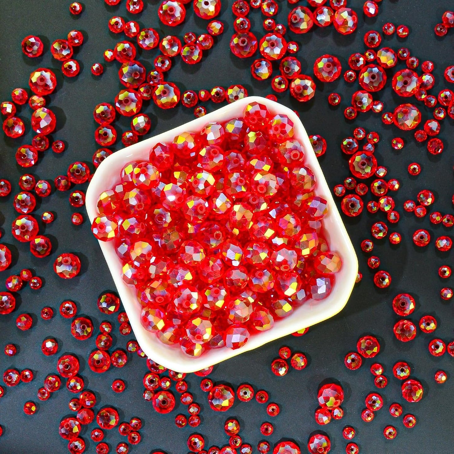 500Pcs 6mm Crystal Glass Beads for Jewelry Making Beads for Bracelets Necklace Pendants Making Supplies(Red)