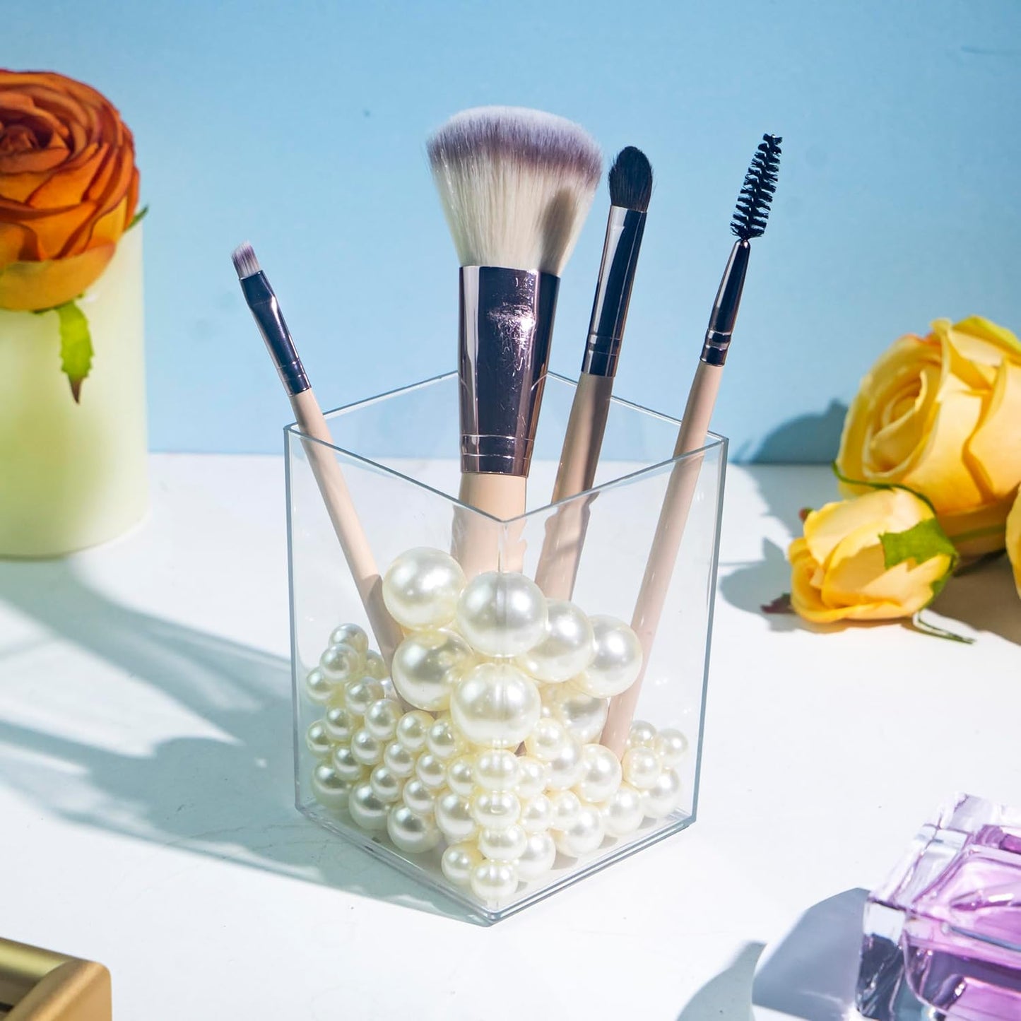 150Pcs Cream Polished No Hole Faux Pearl Beads for Vase Filling Decorations, Plastic Pearls Vase Fillers, Table Scatters, Wedding Centerpiece, Home Decor, 8/14/20 mm