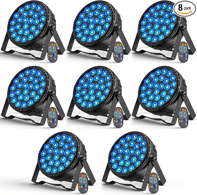 LED Par Light RGBW 4in1 160W Led Stage Lights Remote & DMX Controlled Sound Activated Auto Play 8/4 Channel Uplights for Events Wedding Halloween Birthday Party Dance Stage Lighting (8 Packs)