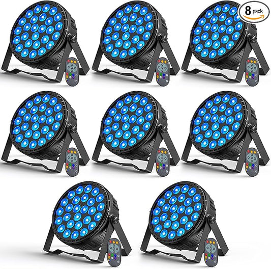LED Par Light RGBW 4in1 160W Led Stage Lights Remote & DMX Controlled Sound Activated Auto Play 8/4 Channel Uplights for Events Wedding Halloween Birthday Party Dance Stage Lighting (8 Packs)