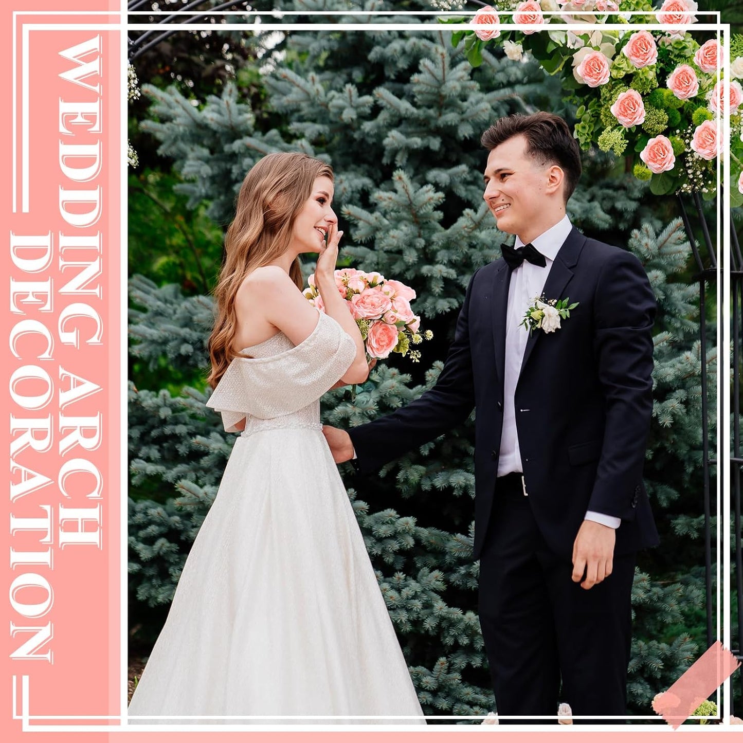 8 Bundles Artificial Peonies Flowers Boho Faux Flowers Arrangements Artificial Centerpiece Spring Bouquet Floral Wedding Decoration for Vase(Light Pink)