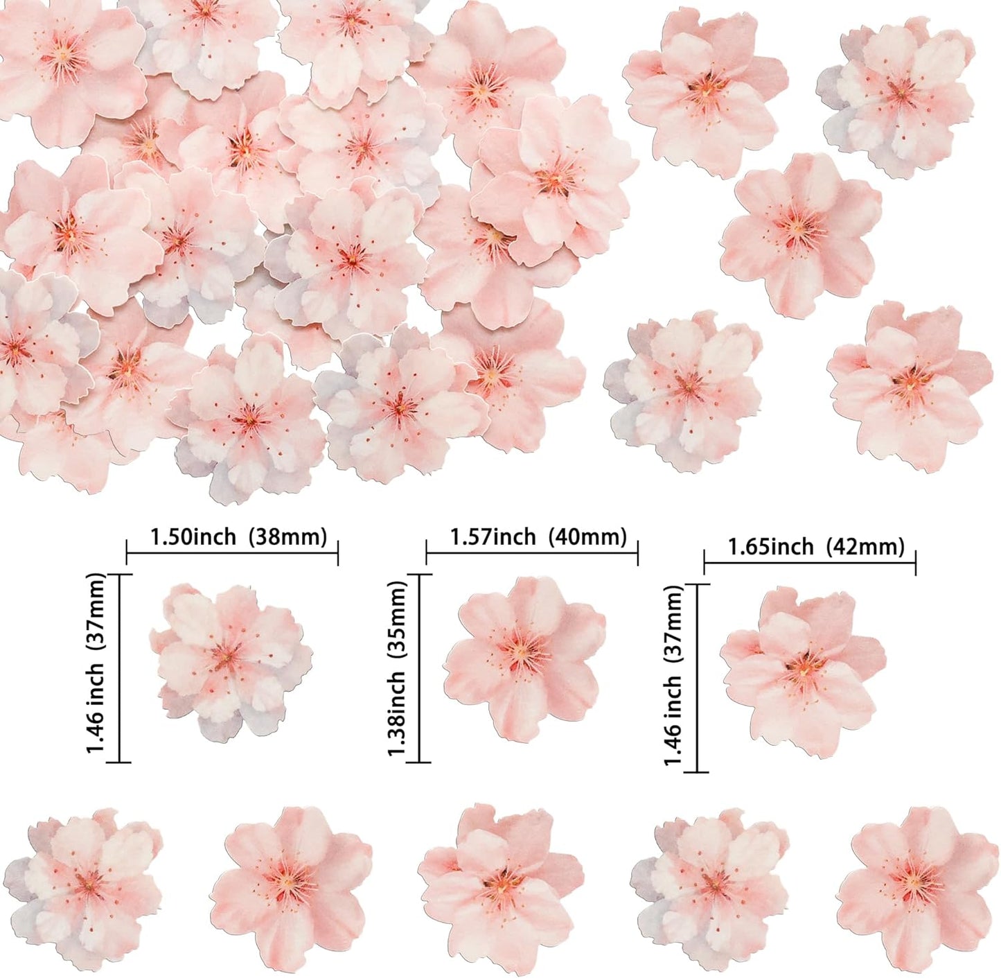 Ephlyn 54Pcs Edible Cherry blossom Cupcake Toppers Spring Bridal Engagement Baby Shower Birthday Party Cupcake Picks Anniversary Party Decorations Supplies Pink