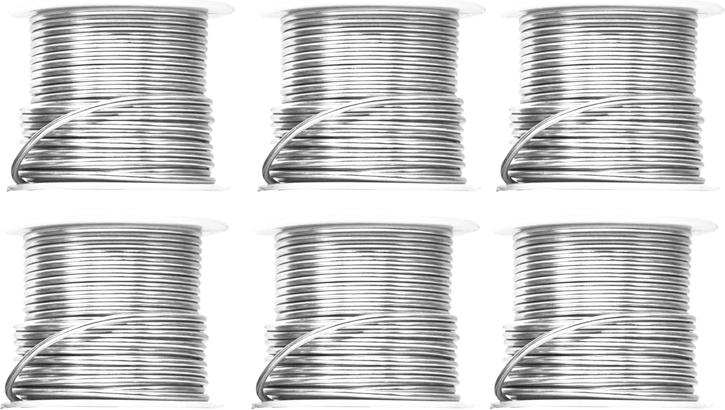 Mandala Crafts 14 Gauge Anodized Aluminum Craft Wire for Jewelry Making – 330 FT Colored Flexible Silver Combo Wire - Bendable for Bonsai Armature Crafting Sculpting