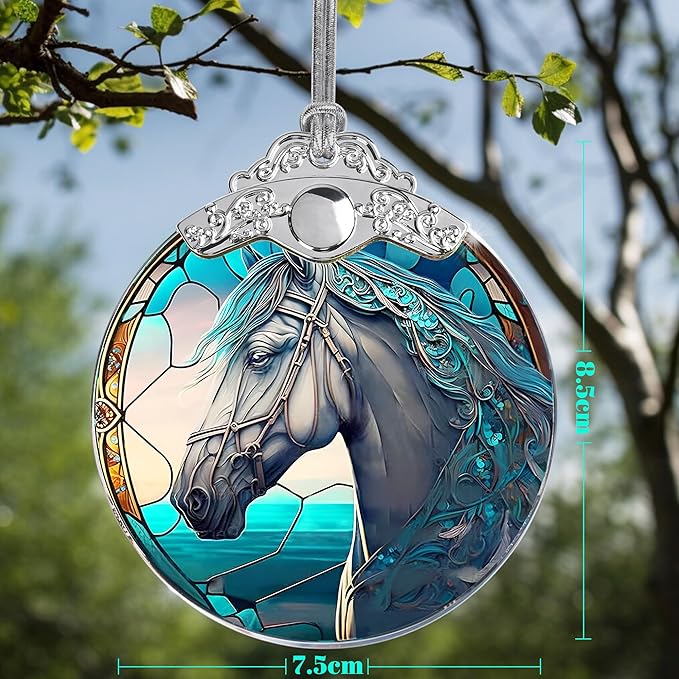 Horse Ornament Glass, Modern Ornament for Christmas, Birthday, Thanksgiving Decorations and Gifts