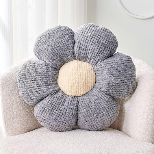 Flower Throw Pillow, Soft Grey 14.9" Shaped Floor Pillow for Home Decor, Cute Aesthetic Plush Decorative Pillows for Bed, Sofa, Couch