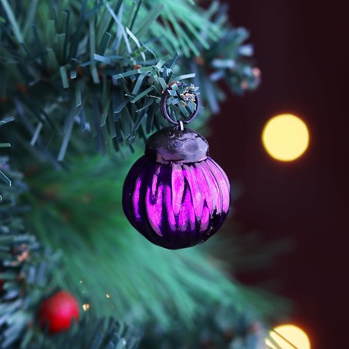 IndianShelf 300 Pieces Purple Glass Vintage Christmas Ornaments Mini Bulk Decorative Ornaments for Halloween, Christmas Tree, New Year, Valentine Day, Holidays, Event and Wedding (25 * 12 Boxes)