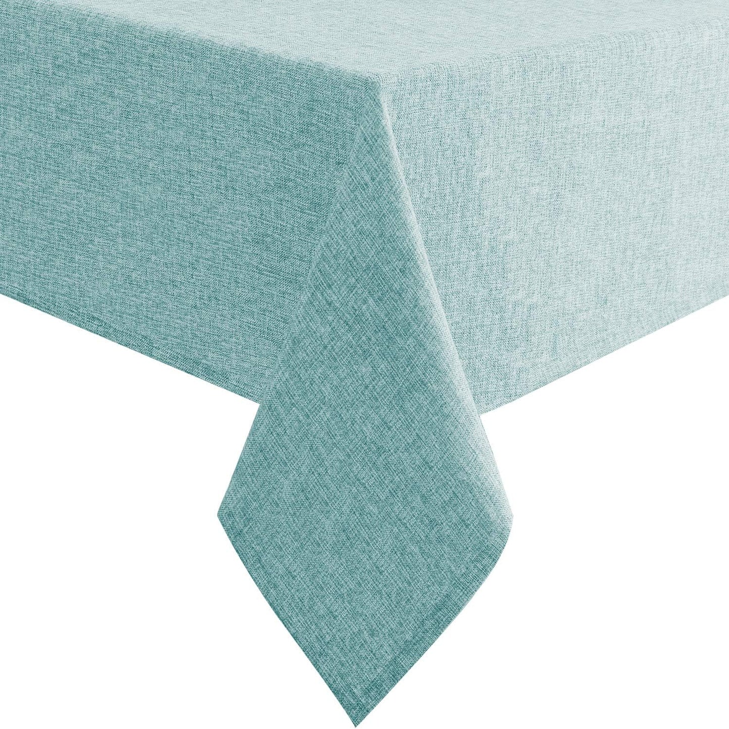Hiasan Faux Linen Rectangle Tablecloth - Wrinkle and Stain Resistant Washable Table Cloth for Kitchen Dining Room Holiday Table Cover for Party Dinner, Aqua, 60 x 102 Inch