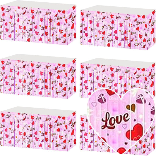 6 Pack 29x108 Inch Love Pink Wave Foil Fringe Table Skirts Metallic Banner for Tinsel Streamer Garland Backdrop for Parade Floats Wedding Mother's Day, Birthday Mardi Gras Party Decorations