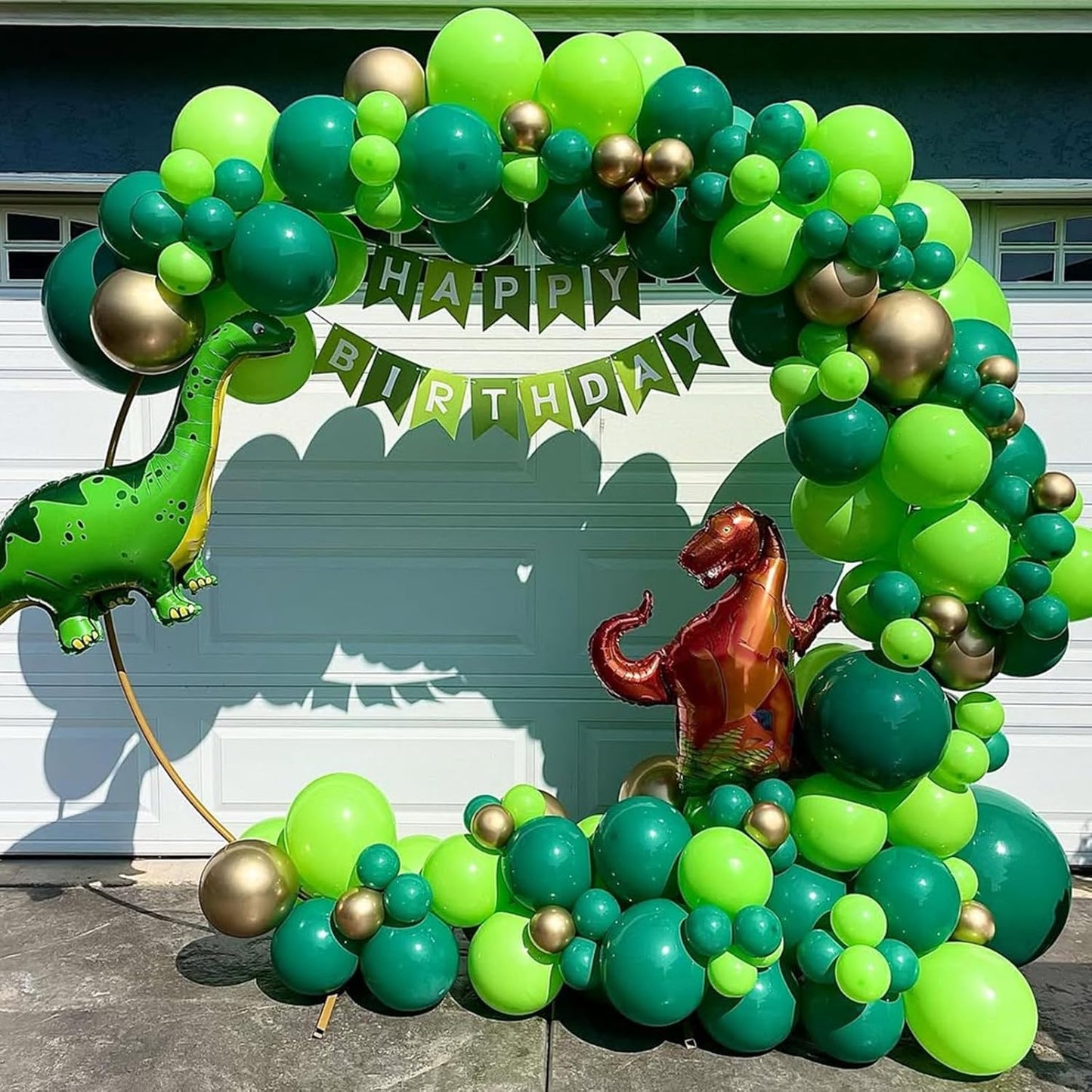 Green and Gold Balloons Garland Arch Kit, Green Balloon Arch Kit with Different Sizes for Graduation, St. Patrick's Day, Baby Shower, Birthday, Jungle Safari Party Decorations