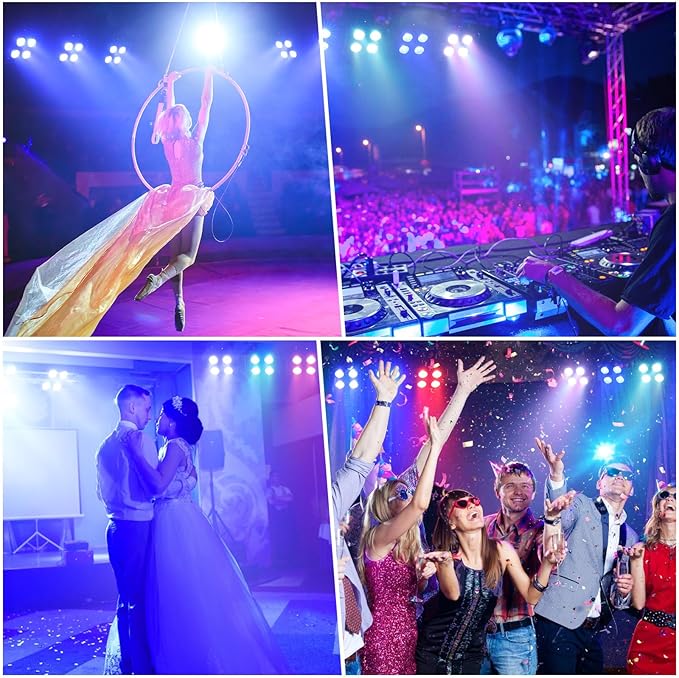 Mini Rechargeable Par Lights with Charging Case, 4 * 18W RGBWA UV 6 in 1 Battery Powered Upights, APP & Wireless DMX Control Stage Lights, Uplighting for Festival Party Wedding
