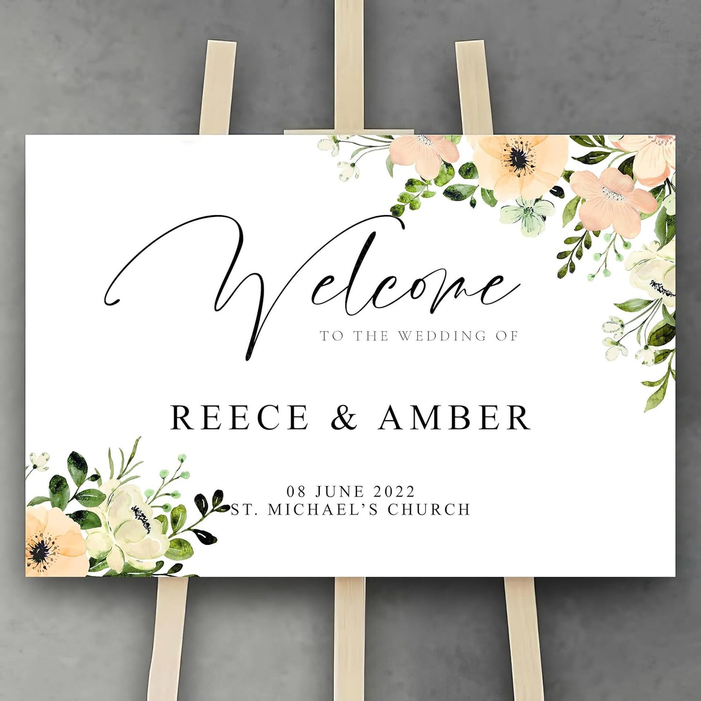 Personalized Wedding Welcome Sign Foliage Print Entrance Wedding Decor