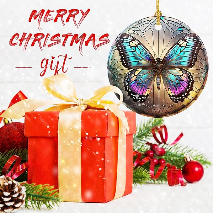 Touber Butterfly Christmas Ornament, Christmas Ornaments for Tree, Christmas Tree Decor, Holiday Ornament