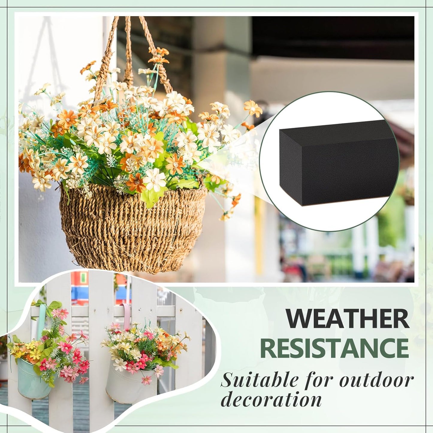 Lallisa 12 Pcs Reusable Floral Foam Blocks Water Weather Resistant Dry Floral Foam for Artificial Flower Arrangements Outdoor Flower Boxes Outside Hanging Planters Wedding Home Decor (6 x 3 x 2.5'')