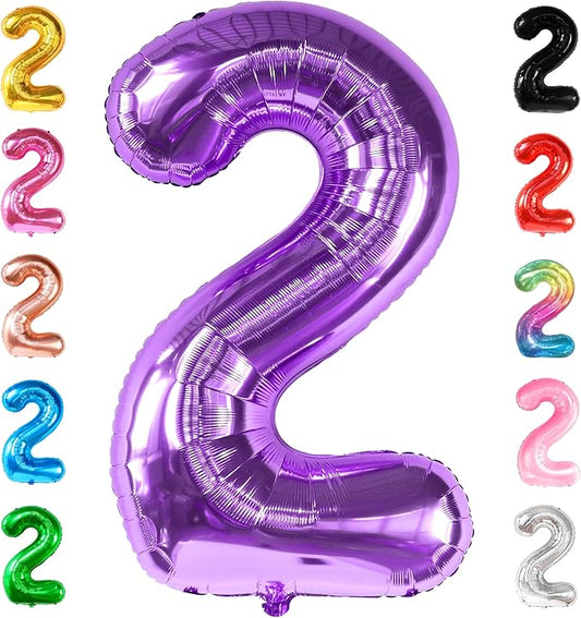 KatchOn, Purple Number 2 Balloon - Giant, 40 Inch | Two The Moon Birthday Girl | Purple 2nd Birthday Decorations for Girl | 2 Number Balloon | 2th Happy Anniversary Decorations