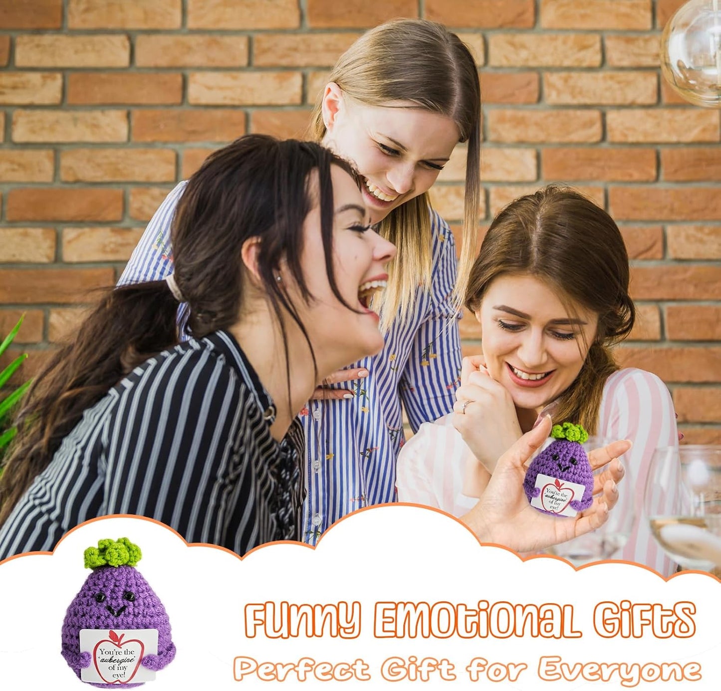 Emotional Support Crochet,Positive Crochet Eggplant-You're The Aubergine of My Eye,Handmade Crochets Eggplant Birthday Gift for Friend,Besties,Brother,Customized Graduation Gift,Funny Stuff