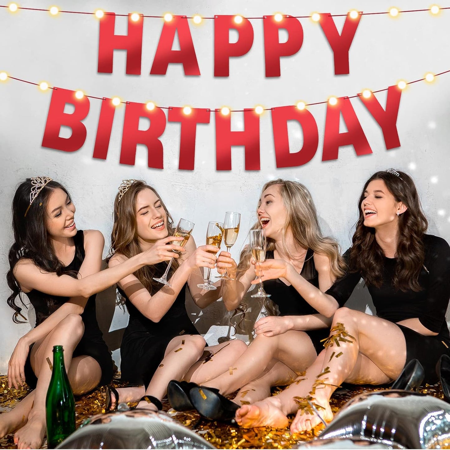 TaoBary 112 Pcs DIY Letter Custom Banner Glitter Customizable Banner Kit Including 107 Letters and Numbers 3 Rope for Valentine Birthday Party(Bright Red)