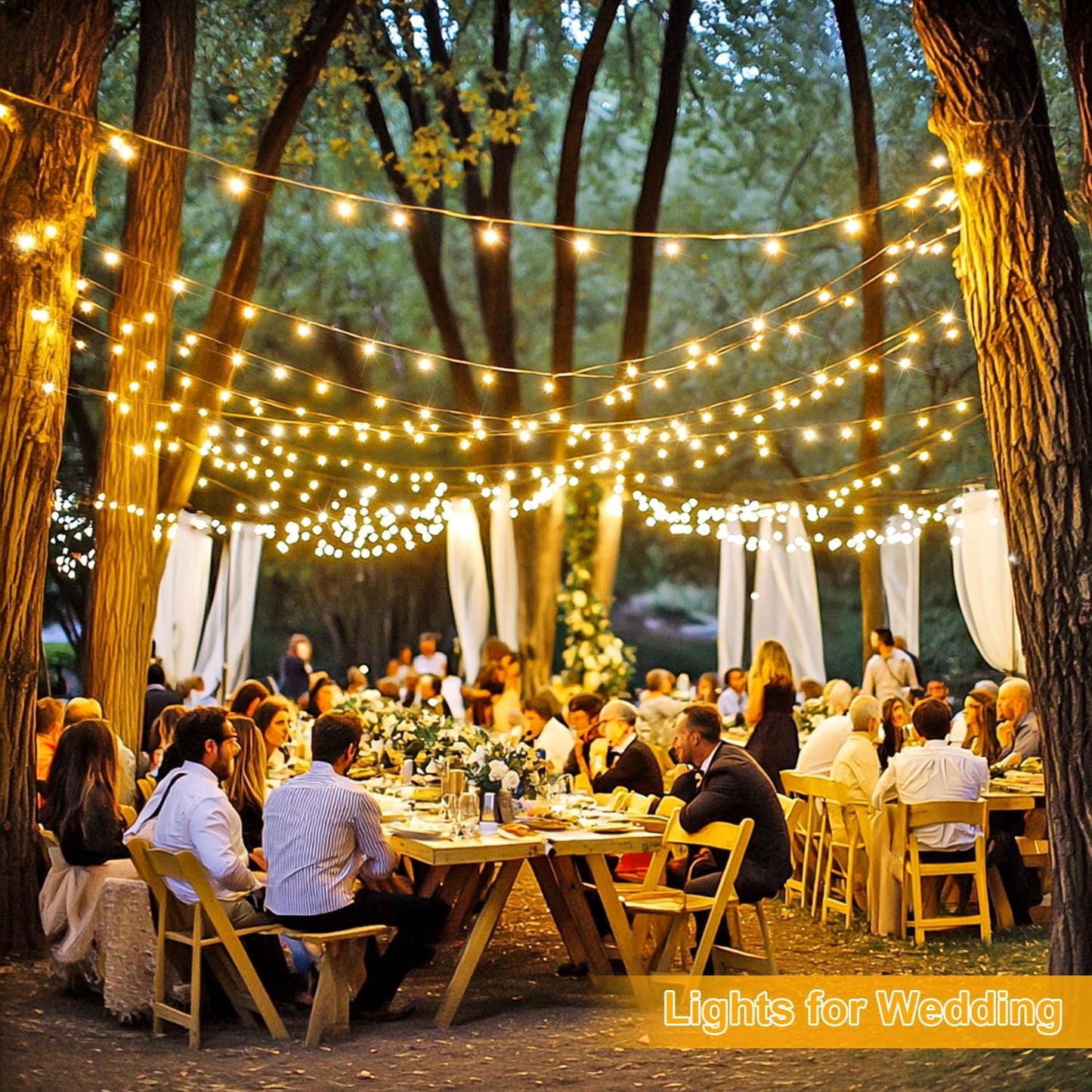 JMEXSUSS 1000 LED Christmas Outdoor String Lights Indoor with Remote 8 Modes Warm White Tree Lights Outdoor Plug in for Tree Room Yards Patio Wedding Outside Decorations