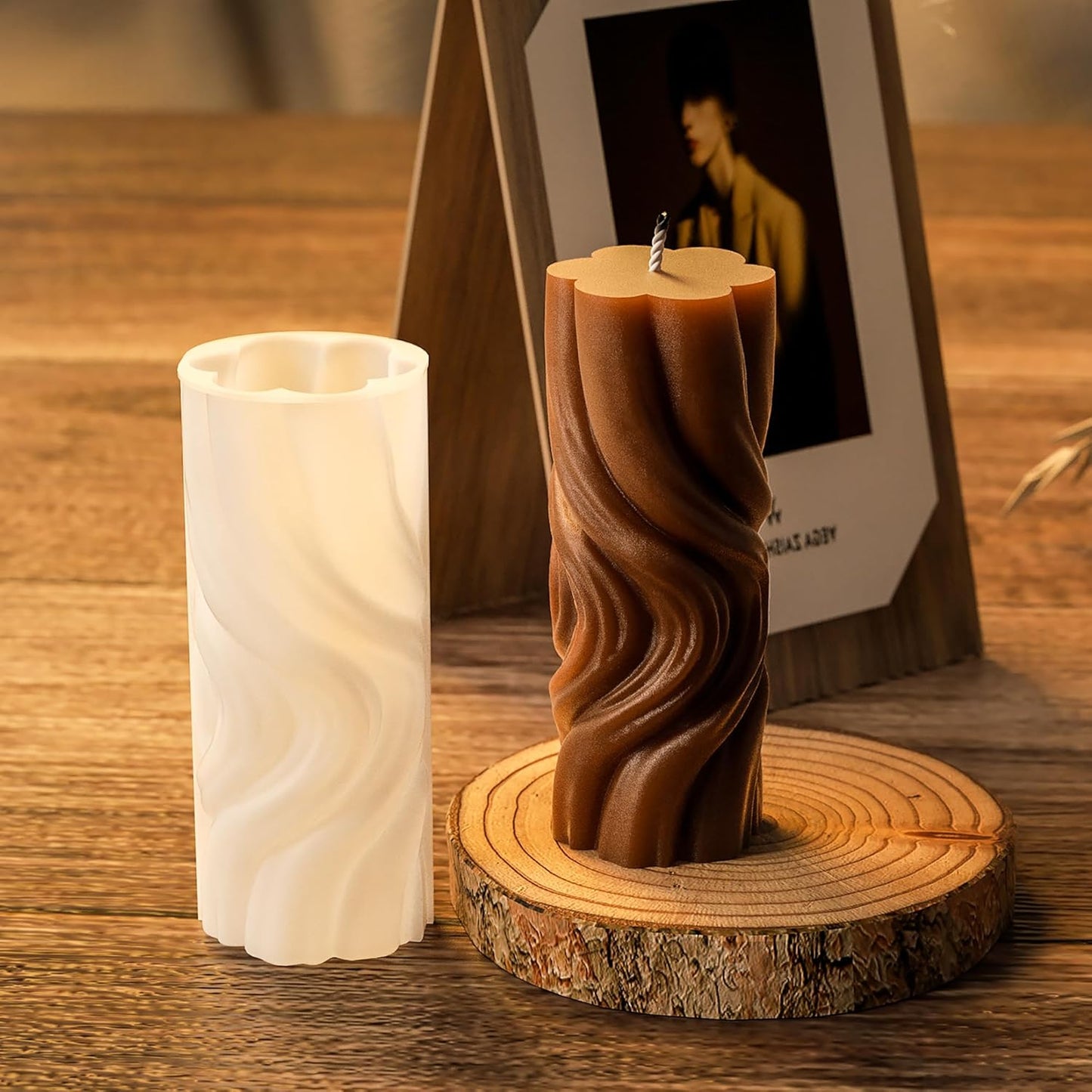 2 Pack Spiral Wave Resin Casting Molds - Silicone for 3D Animal Candle Making