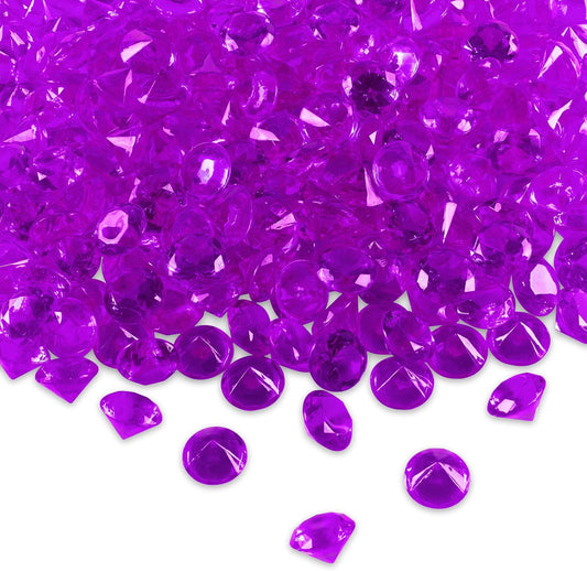 Super Z Outlet Acrylic Color Faux Round Diamond Crystals Treasure Gems for Table Scatters, Vase Fillers, Event, Wedding, Birthday Decoration Favor, Arts & Crafts (1 Pound, 240 Pieces) (Purple)