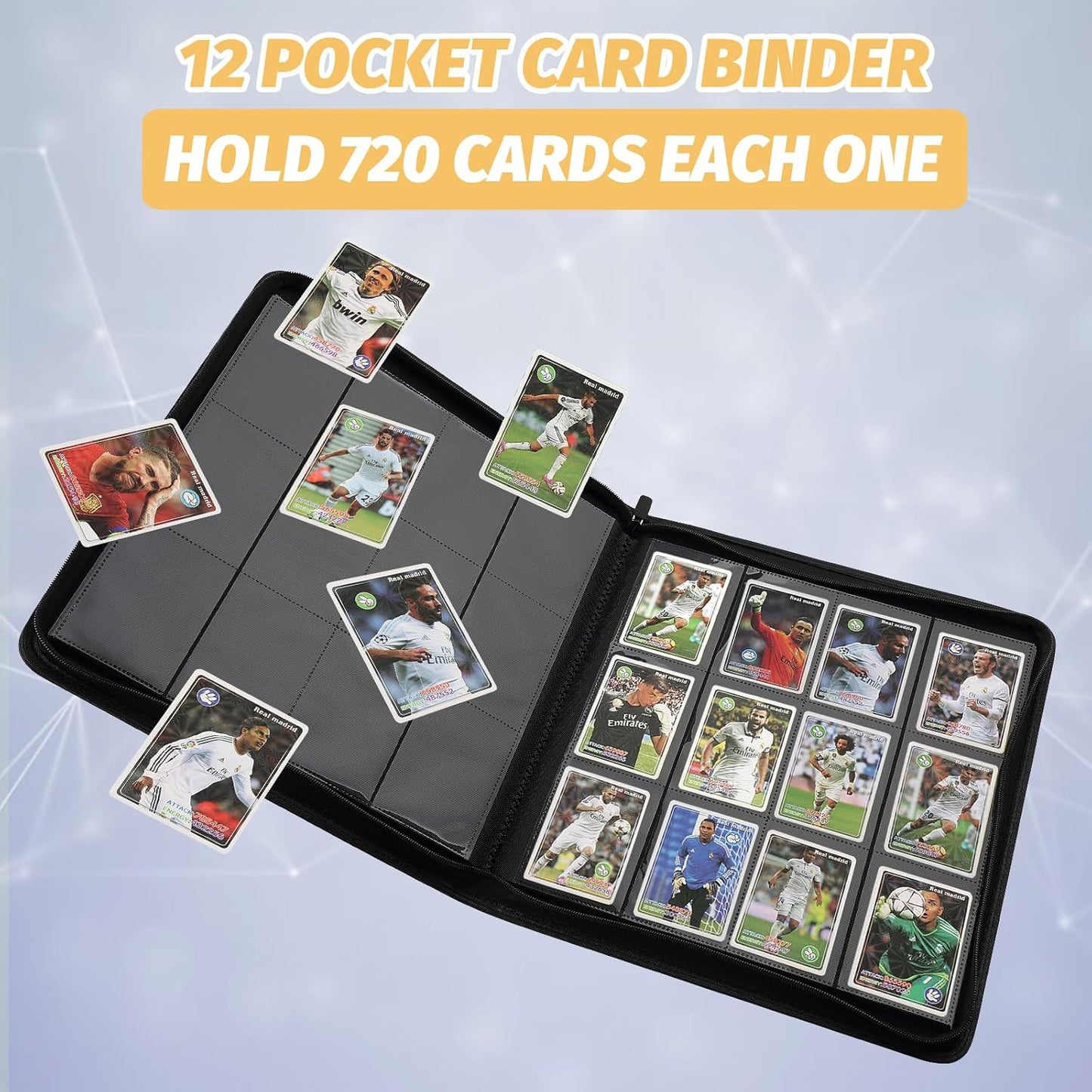 Trading Card Binder 12 Pocket, 720 Pockets Card Binders, Card Collection Binder, Card Album Folder for MTG, TCG, Sports Cards, Game Cards (Lake Blue)
