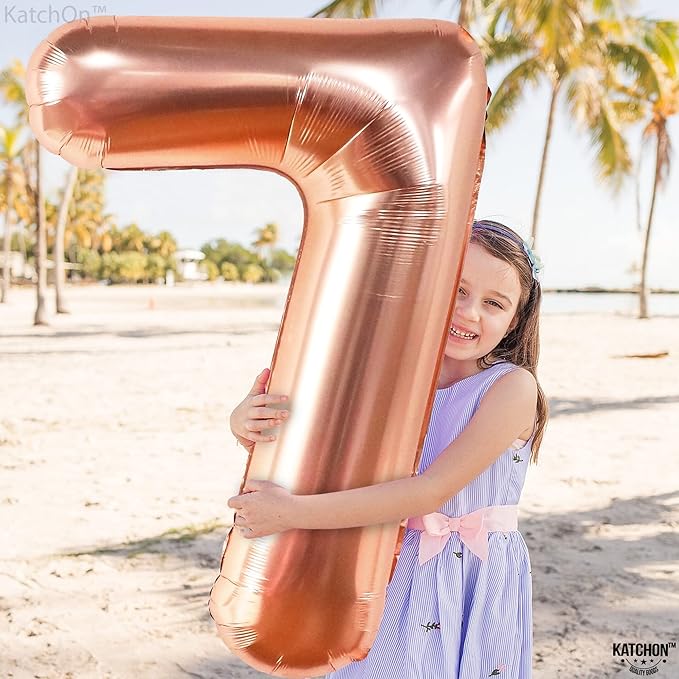 KatchOn, Giant Rose Gold Number 7 Balloon - 40 Inch | 7th Birthday Balloon for 7th Birthday Decorations | 7 Balloons for Birthday | 7 Year Old Balloons for 7 Year Decorations