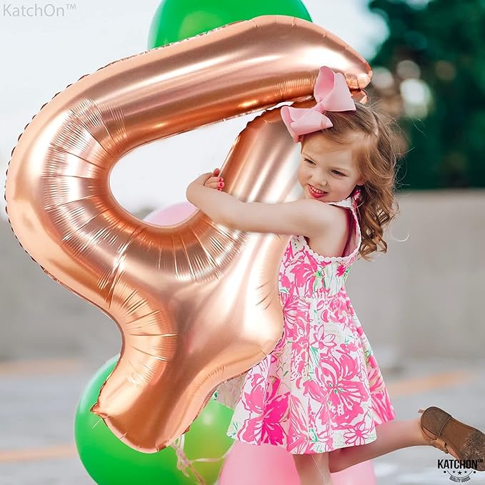 KatchOn, Rose Gold Number 4 Balloons - 40 Inch | Foil Number 4 Balloons for Birthdays | 4th Birthday Balloons, 4th Birthday Decorations Girl | Rose Gold Four Balloon, 4 Year Old Birthday Decorations