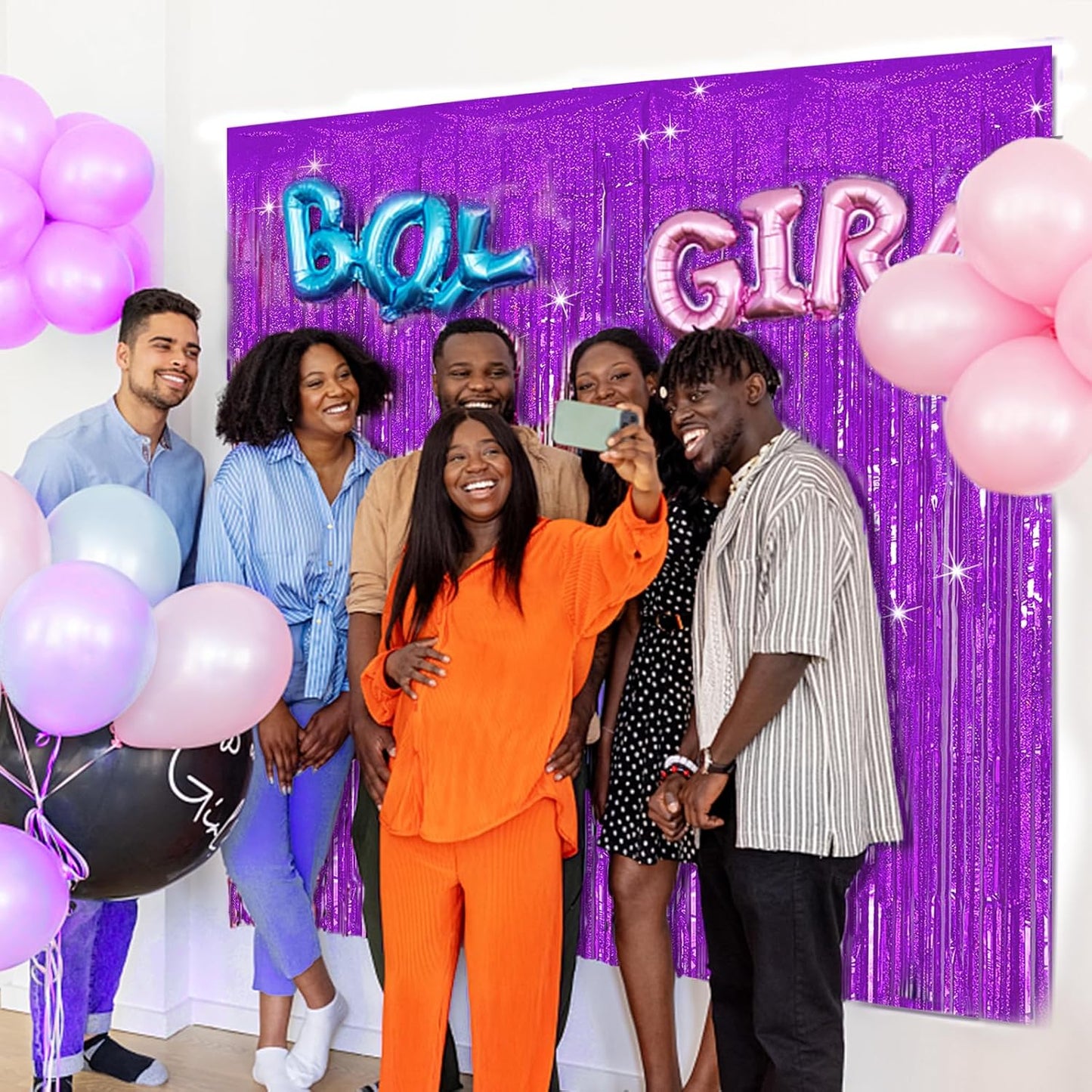 Tinsel Curtain Backdrop Purple Birthday Decorations 5 Packs Glitter Foil Fringe Streamers Photo Booth for Christmas Wedding Halloween Graduation Party Decor