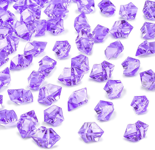 DomeStar Purple Fake Ice Rocks, 150PCS Acrylic Gems Crystals Plastic Diamonds Centerpiece for Vase Fillers Wedding Party Table Scatter