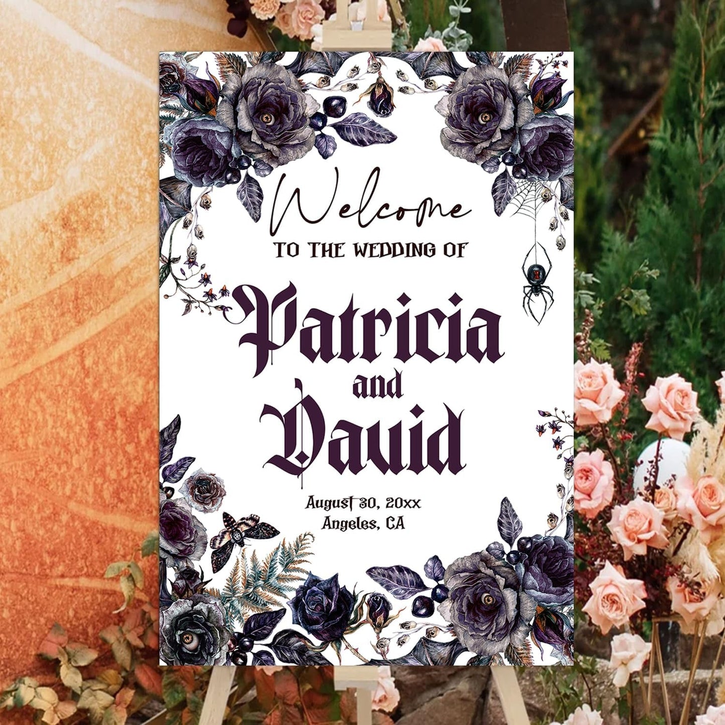 Halloween Wedding Welcome Sign, Til Death Do Us Part Welcome Sign, Halloween Couples Shower, Gothic Love Wedding Welcome, Signage Halloween Reception, Welcome Wedding Sign With Stand Decorations