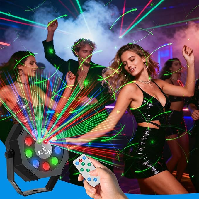 Party Light, Sound Activated DJ Lights with Remote Control, 9 LED Colorful Strobe Disco Light for Indoor Club Parties KTV Halloween Christmas Birthday Decorations Outdoor Glow