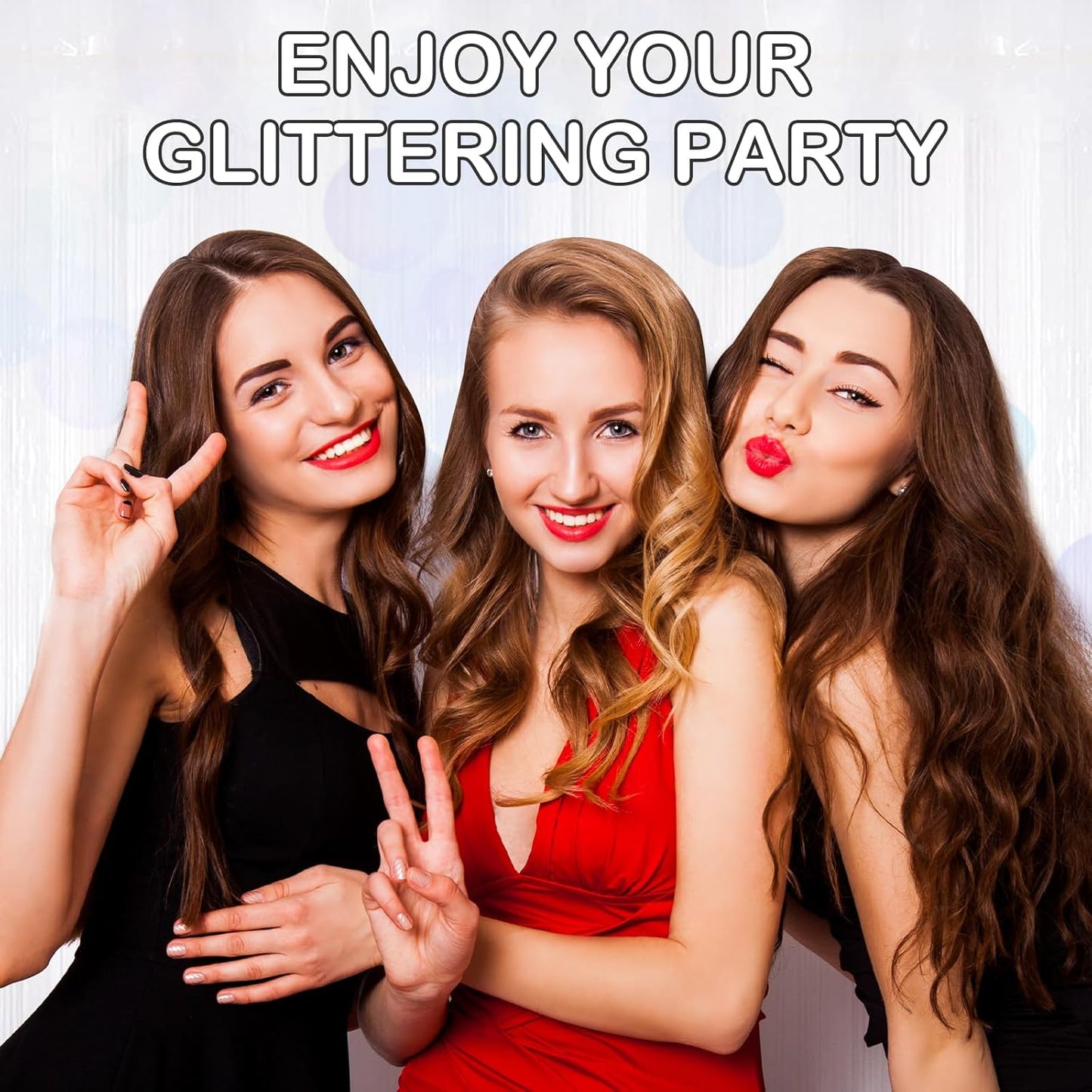 White Fringe Curtain Party Streamers, 12 Pack 3.3ft x 8.2 ft Foil Curtain Backdrop Tinsel Foil Fringe Curtains Photo Booth Backdrop Streamer for Birthday, Wedding, Baby Shower, Disco Party