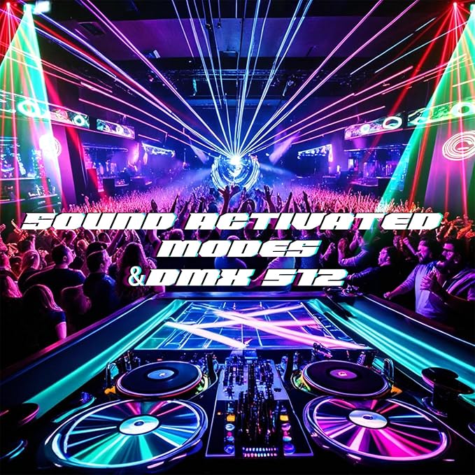 Laser Lights DJ Lights for Parties Pro 4 in 1 with Sound Activated & DMX Control DJ Laser Light Show RGBW & UV Beam Effect Stage Laser Light for Party Birthday Disco Bar Stage Live Show